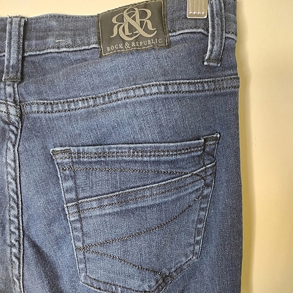 Rock & Republic Fierce Flare Jeans Size 10 Stretch Boho Dark Wash Denim - Picture 6 of 9